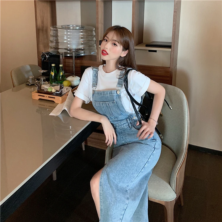 Casual Pencil Slash Neck Non Stretch Adjustable Strap Jean Rompers - Image 6