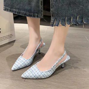 Casual Geometric Pointed High Heel Hollow Half Headed Sandals