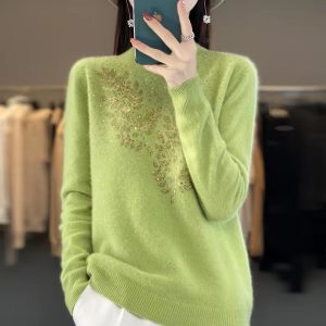 Casual Pullover Woolen Slim Fit Diamond Knitted Thick and Warm Top