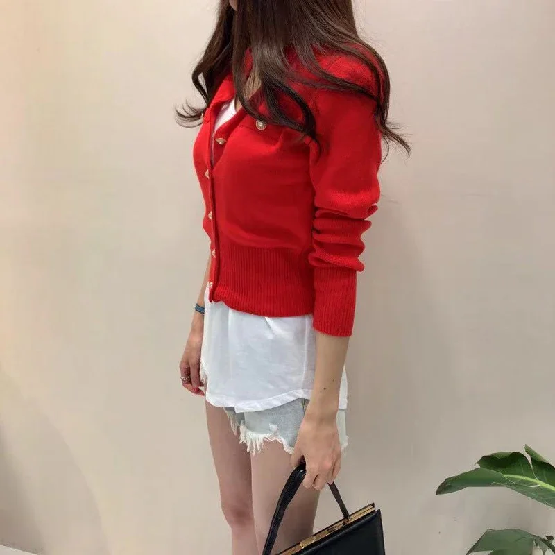 Casual Single Breasted Long Sleeve Sweater Knitted Slim Short Coat - Image 5