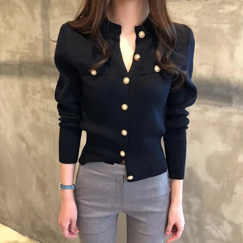 Casual Single Breasted Long Sleeve Sweater Knitted Slim Short Coat - Image 7
