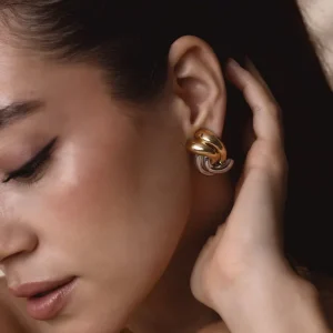 Classic Stainless Steel Oval Stripe Stud Earrings Waterproof Jewelry