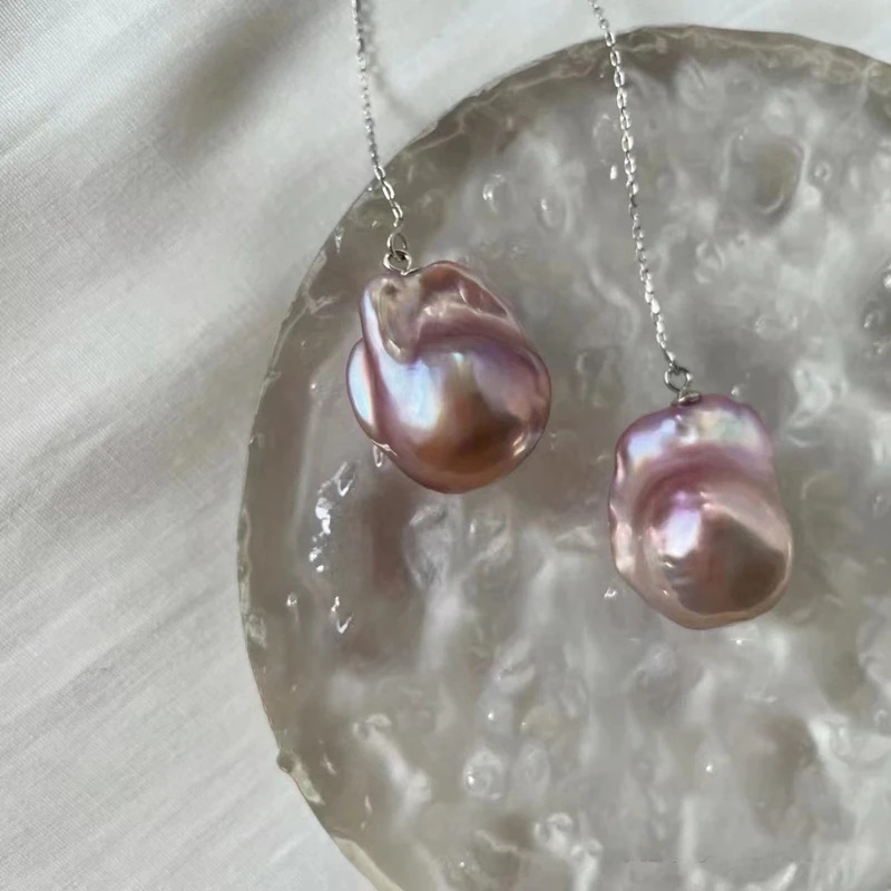 Colorful Baroque Pearl Universal Needle Ear Line Eardrop - Image 2