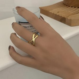 Cross Hollow Texture Ring Fashion Unique Design Handmade