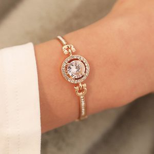 Crystal-Encrusted Bracelet with Large Center Stone