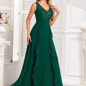 Elegant Backless Chiffon Wedding Prom Long Maxi Dresses