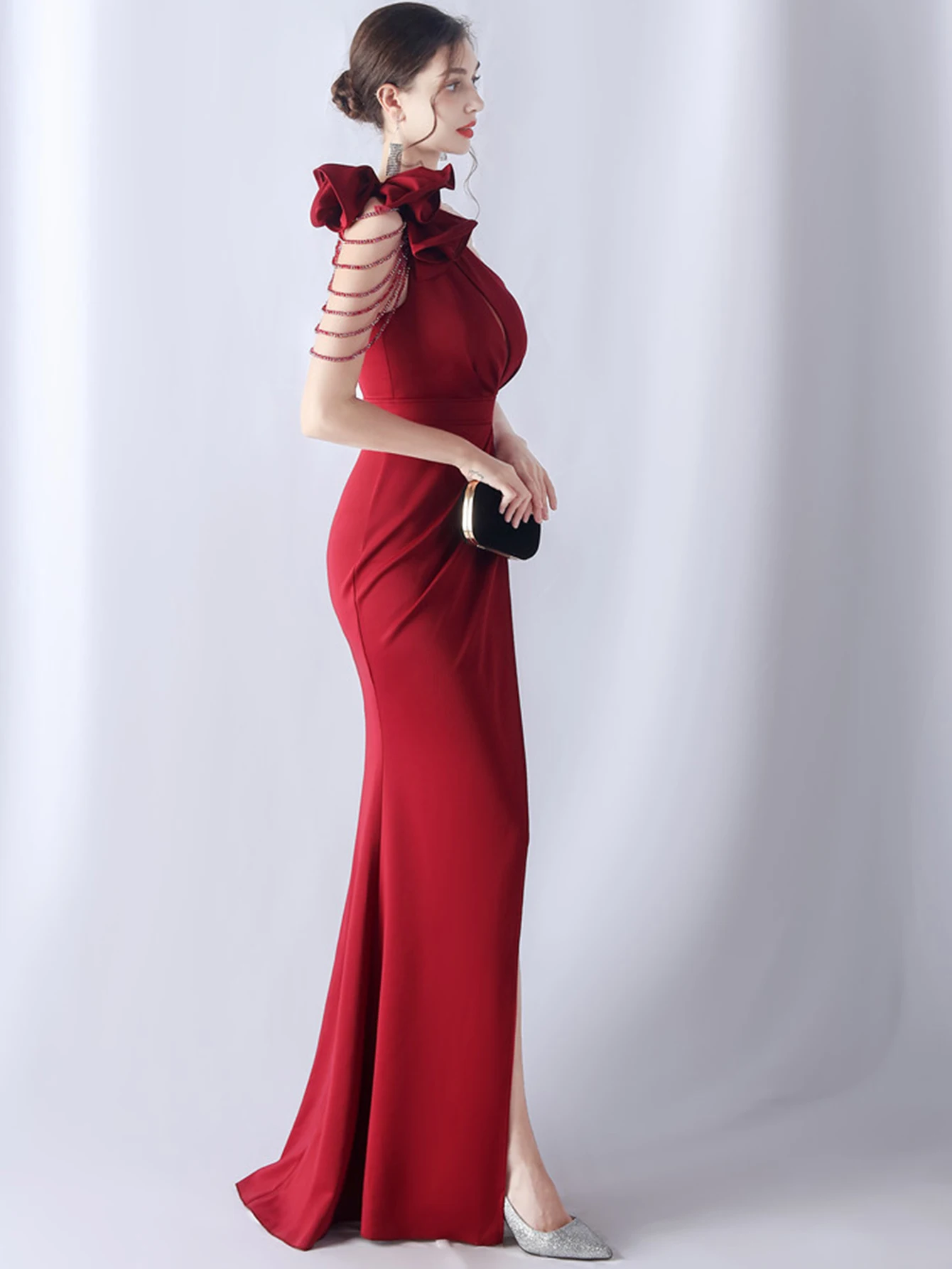 Elegant Backless Diamonds Floor-Length Birthday Party Maxi Dress - Image 32
