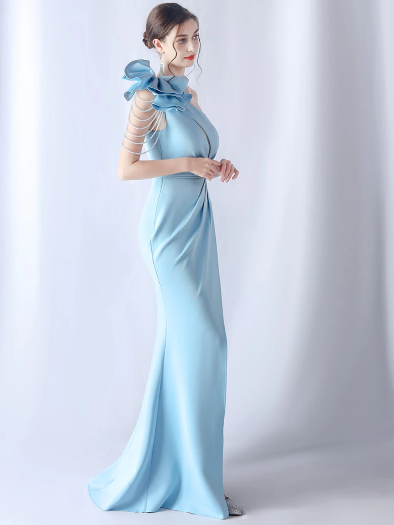 Elegant Backless Diamonds Floor-Length Birthday Party Maxi Dress - Image 5