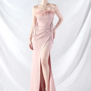 Elegant Backless Lace Up Birthday Party Long Maxi Dresses