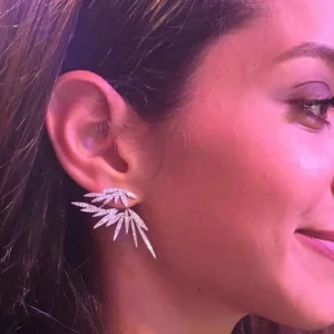 Elegant Design Leaf Full Micro Paved Micro Zirconia Wedding Earring