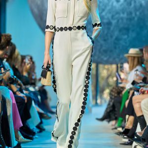 Elegant Designer Short Sleeve Embroidery Beaded Jumpsuit