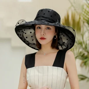 Elegant Flower Church Large Wide Brim Fedora Beach Hat