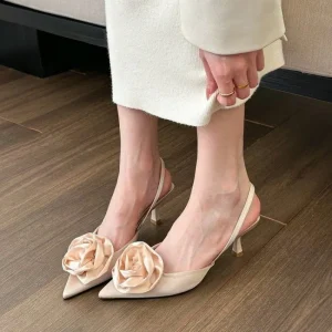 Elegant High Heeled Sweet Closed Pointed Toe Footwear Sandals