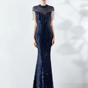 Elegant Long Prom Sequin Zipper Medium Stretch Maxi Evening dress