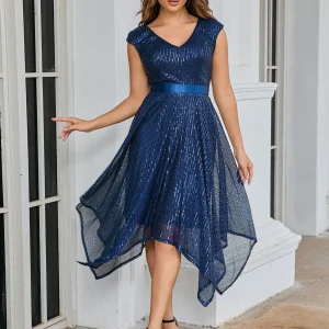 Elegant Luxury Backless Sequin Birthday Party Midi Dresses