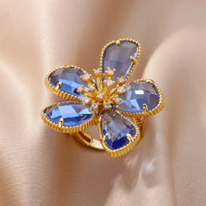 Elegant Luxury Stainless Steel Flower Rings Jewelry