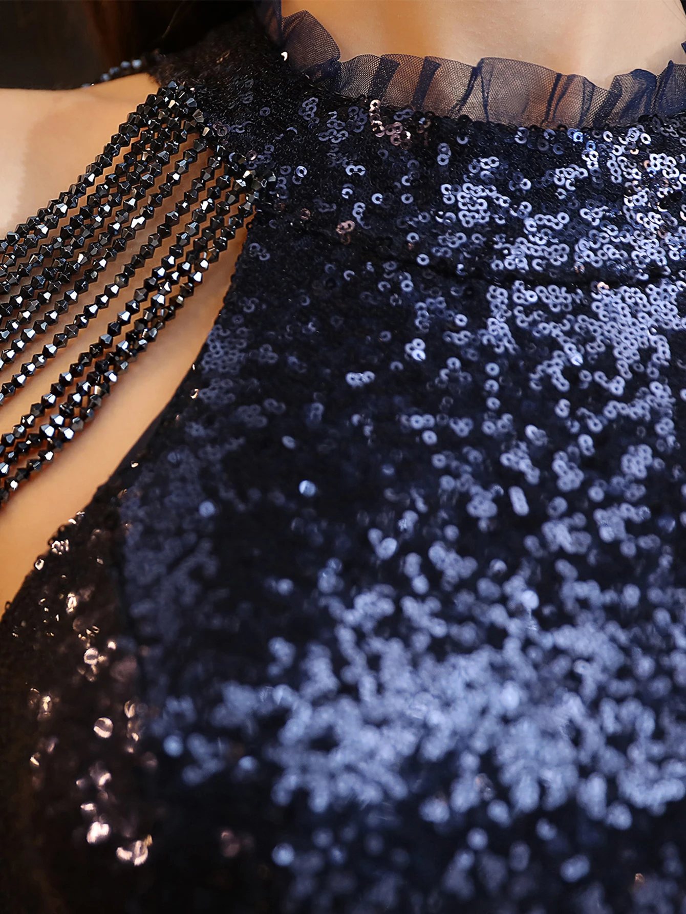 Elegant Sequin Medium Stretch Birthday Prom Long Maxi Dress - Image 17