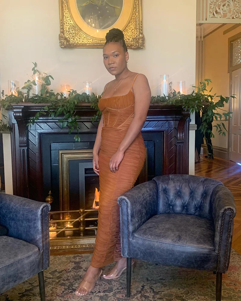 Elegant Spaghetti Strap Sleeveless Backless Zipper Corset Ruched Maxi Dress - Image 3