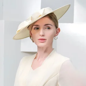 Elegant Wide Brim Big Bow Wedding Cocktail Party Cap