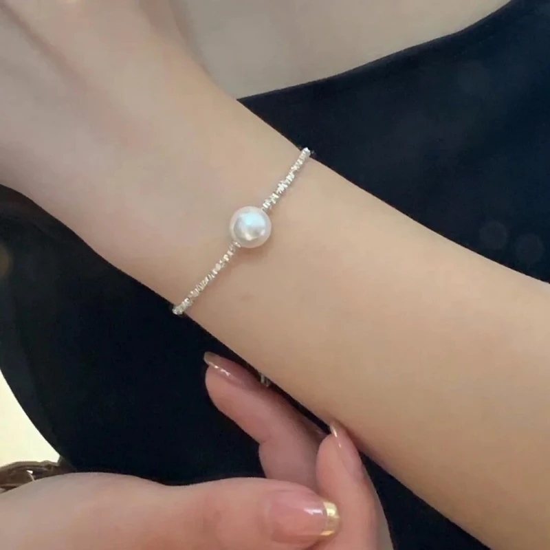 Explosive Sparkling Silver Pearl Bracelet Natural Freshwater Bright White Edison - Image 2