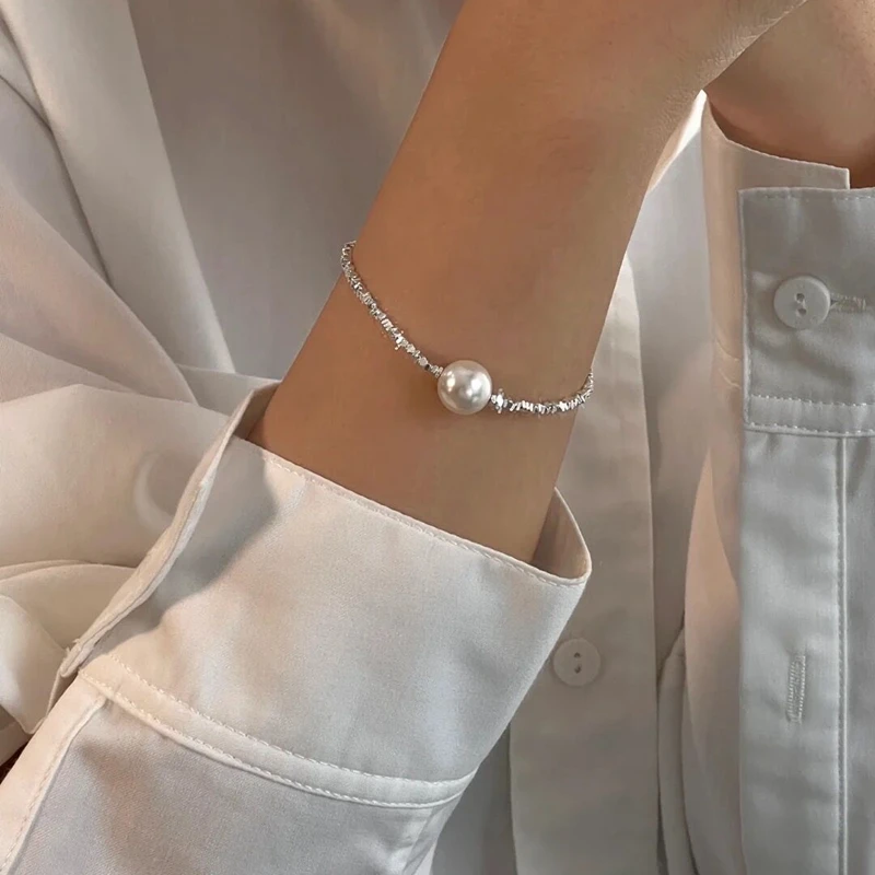 Explosive Sparkling Silver Pearl Bracelet Natural Freshwater Bright White Edison - Image 3