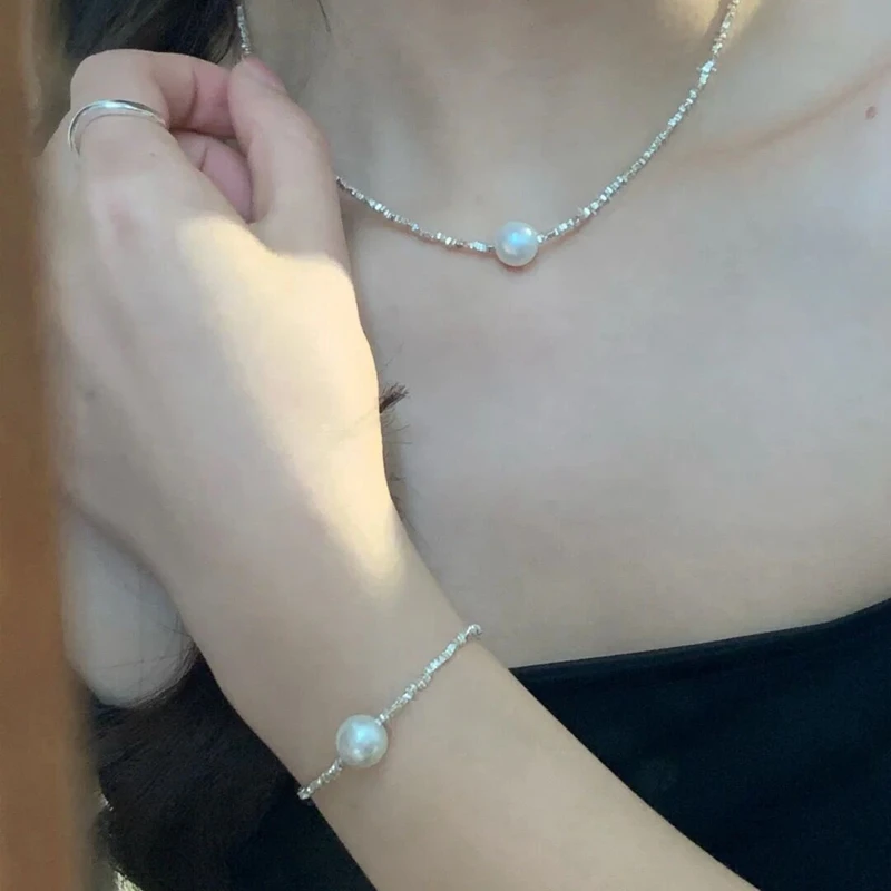 Explosive Sparkling Silver Pearl Bracelet Natural Freshwater Bright White Edison - Image 4