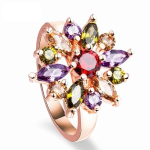 Fashion Charm Luxury Colorful Zircon Ring