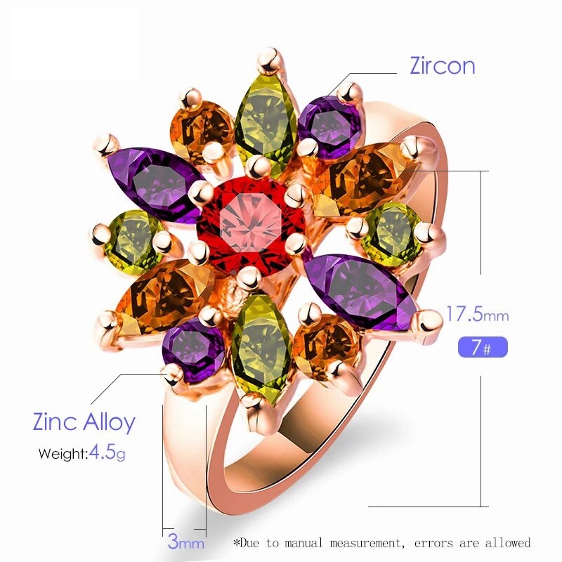 Fashion Charm Luxury Colorful Zircon Ring - Image 4