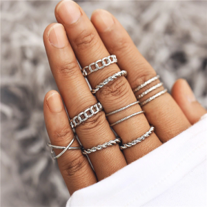 Fashion Geometric Multilayer Twisted Ring Set