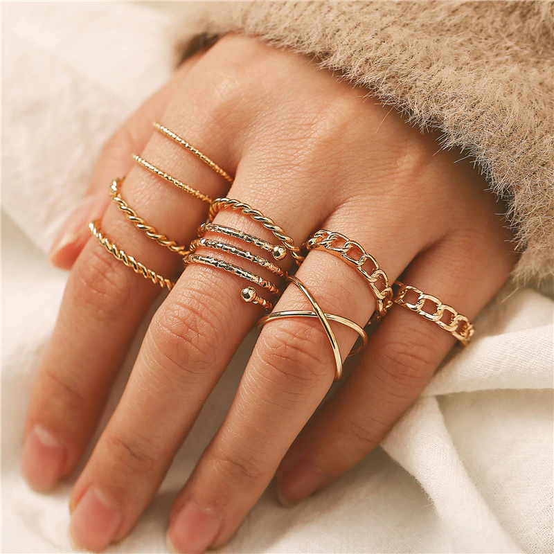 Fashion Geometric Multilayer Twisted Ring Set - Image 2