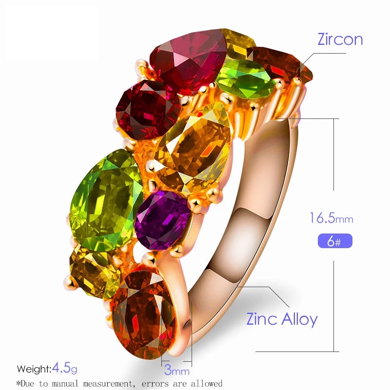 Fashion Glamour Colored Crystal Zircon Ring - Image 3