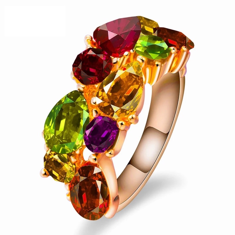 Fashion Glamour Colored Crystal Zircon Ring