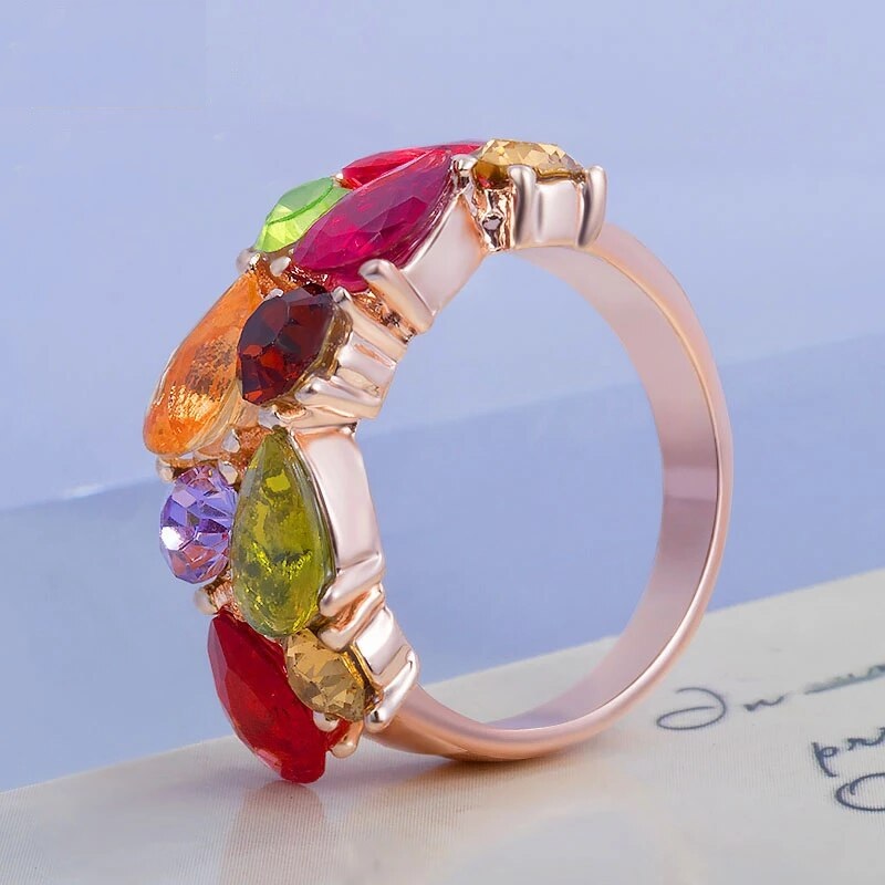 Fashion Glamour Colored Crystal Zircon Ring - Image 6