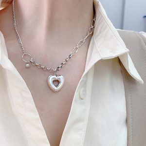 Fashion Hollow Love Heart Pendant Necklace