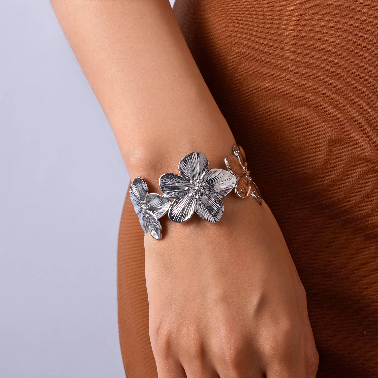 Flower Big Metal Butterfly Cuff Bracelets Jewelry Accessories - Image 3
