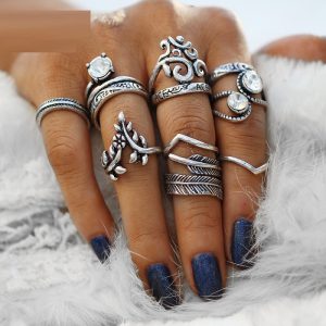 Flower Leaves Crystal Rings Party Jewelry 8 PCS/Lot