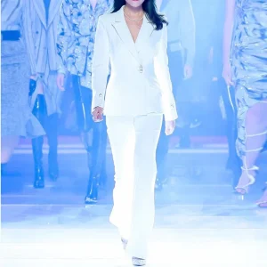 Formal Pearl Button Slim Fit Blazer Flared Pants Designer Suit Set