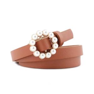 Fragrant Pearl Square Button Decoration Jeans Dress Belt