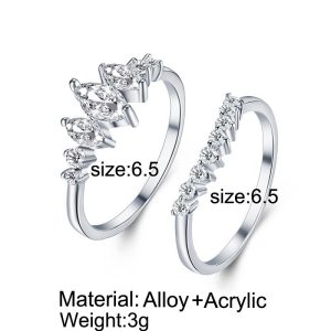 Geometric Design Cubic Zirconia Rings Set