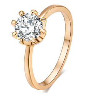 Gold Engagement Crystal Copper Round Rings