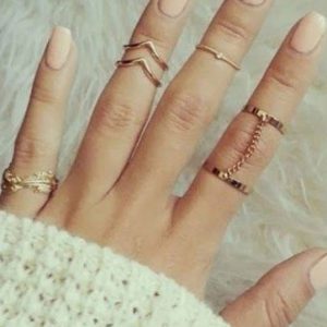 Gold Geometric Shape Chain Link Metal Rings