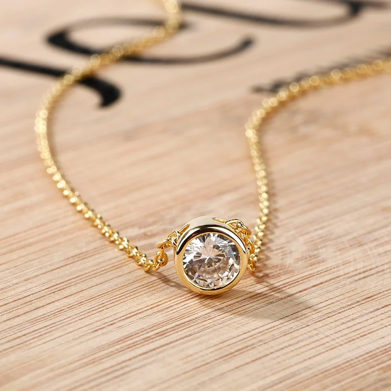 Classic Gold Stainless Steel Birthstone Bride Designer Necklace Jewelry - Image 3