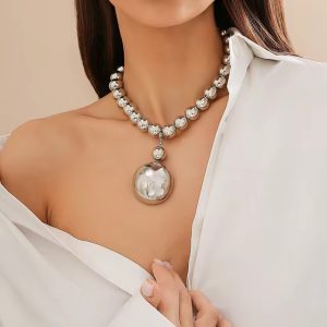 Goth Acrylic Punk Chunky Heavy Short Choker Big Ball Necklace