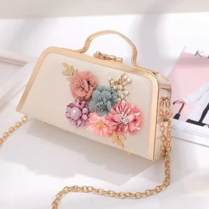 Pearl Flower Fashion Chain Party Packs High-end Leather Handbag