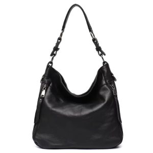 Cowhide Fashion Multi Pockets Casual Large Soft Slouchy Leather Hobo Handbag