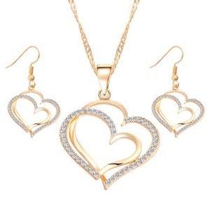 Heart Pendant Necklace with Earring Jewelry Set