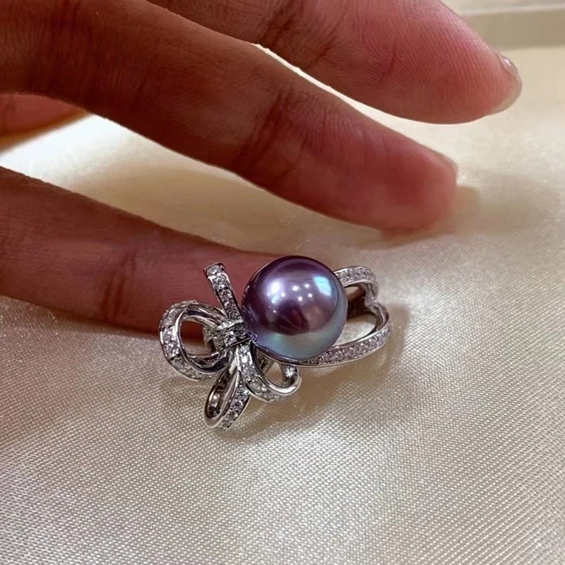 High Quality Round Pearl Natural Freshwater Sterling Silver Pendant Necklace Earring Ring Pearl Jewelry Sets - Image 2