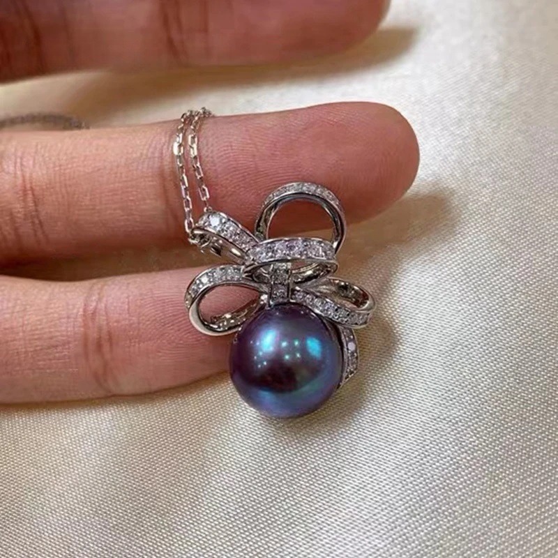 High Quality Round Pearl Natural Freshwater Sterling Silver Pendant Necklace Earring Ring Pearl Jewelry Sets - Image 3