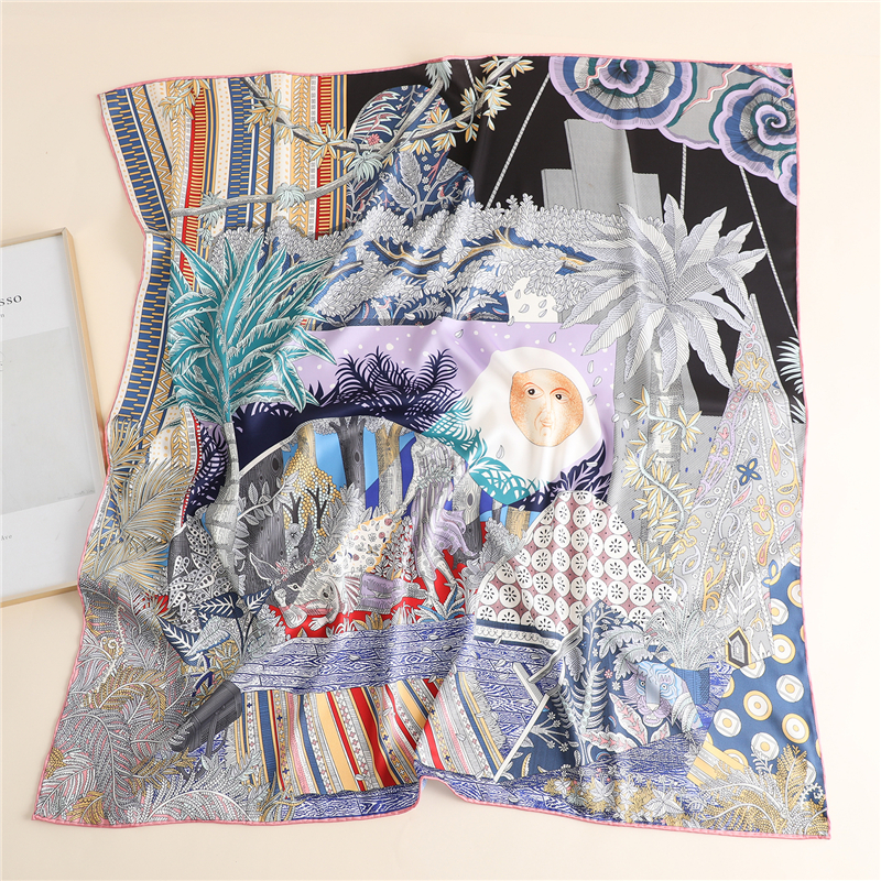 High Quality Silk Cartoon Print Scarf - Image 2