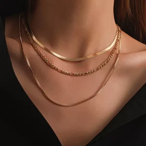 Hip Hop Bright Metallic And Alloy Multi-Layer Necklace